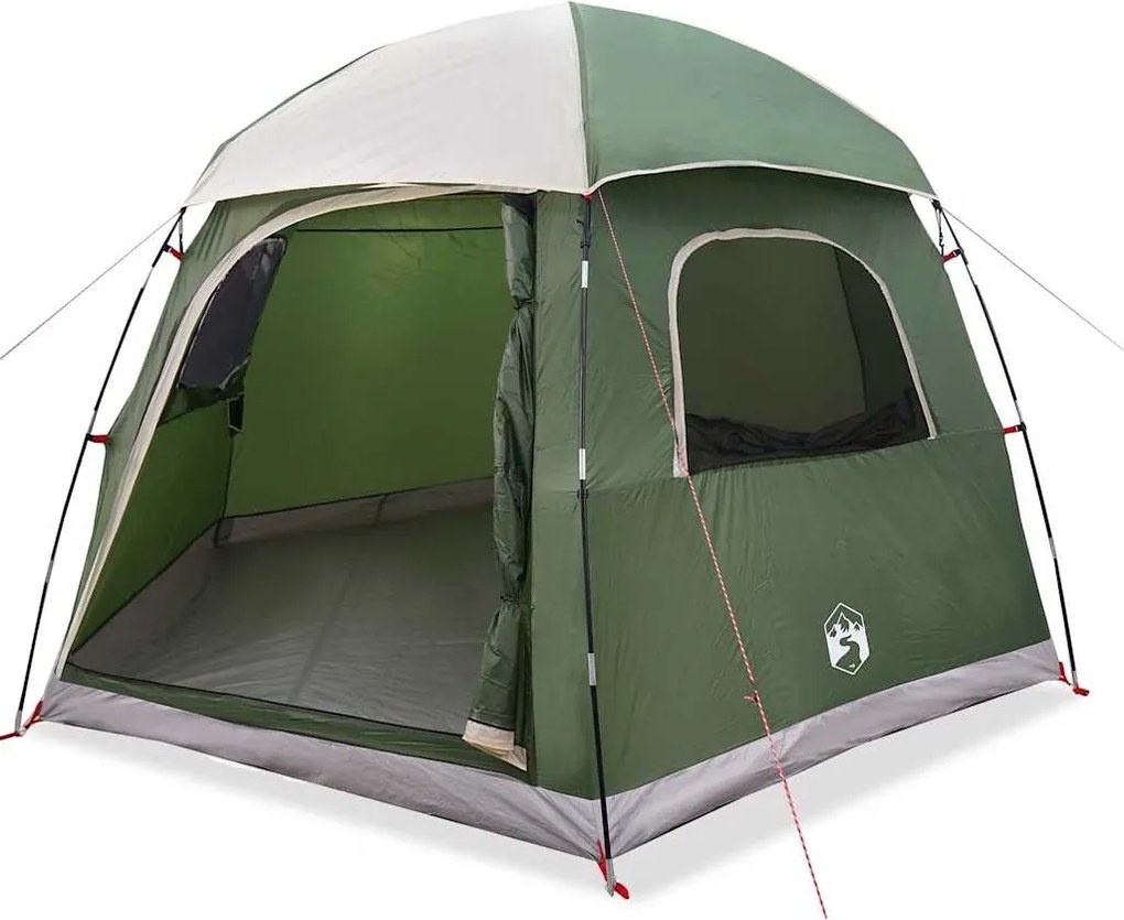 vidaXL Cort de familie Igloo pentru 6 persoane, verde rezistent la apă