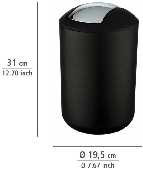 WENKO 21212100 - Coș BRASIL 19,5 x 31 cm, negru/crom lucios