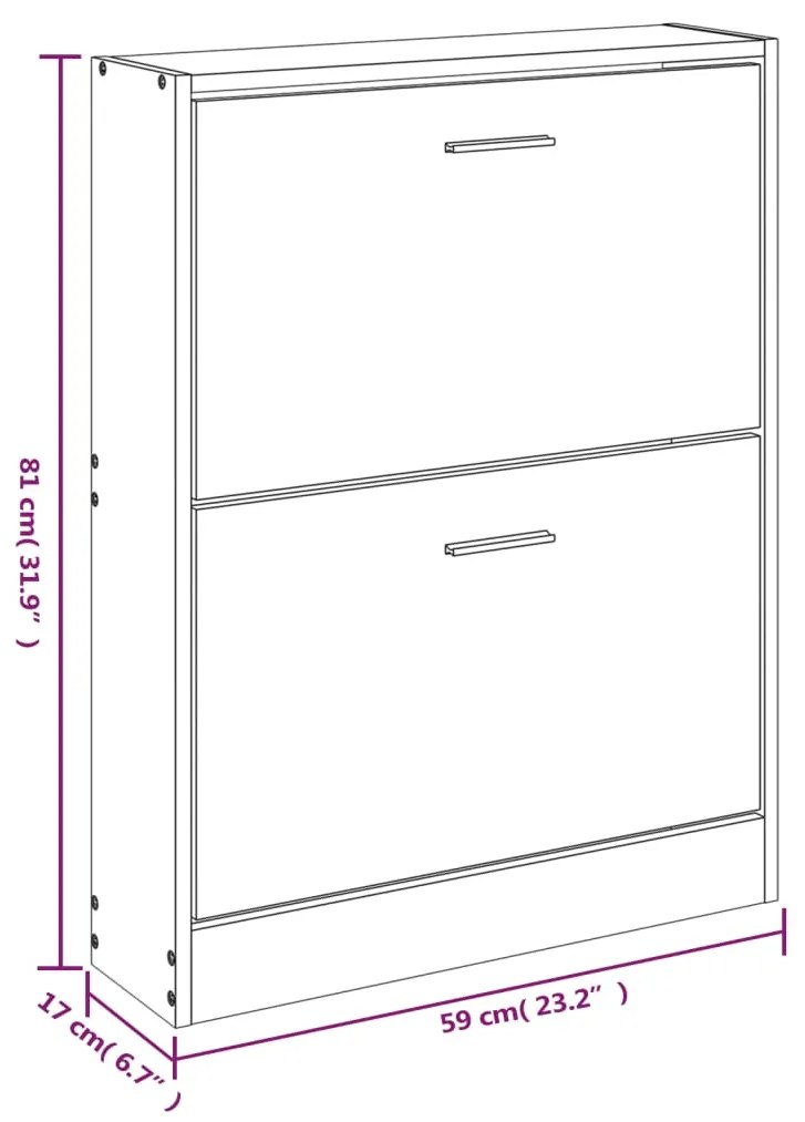 Pantofar, alb, 59x17x81 cm, lemn prelucrat Alb, 59 x 17 x 81 cm, 1