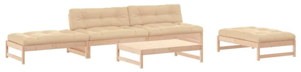 3186116 vidaXL Set mobilier de grădină cu perne, 5 piese, lemn masiv