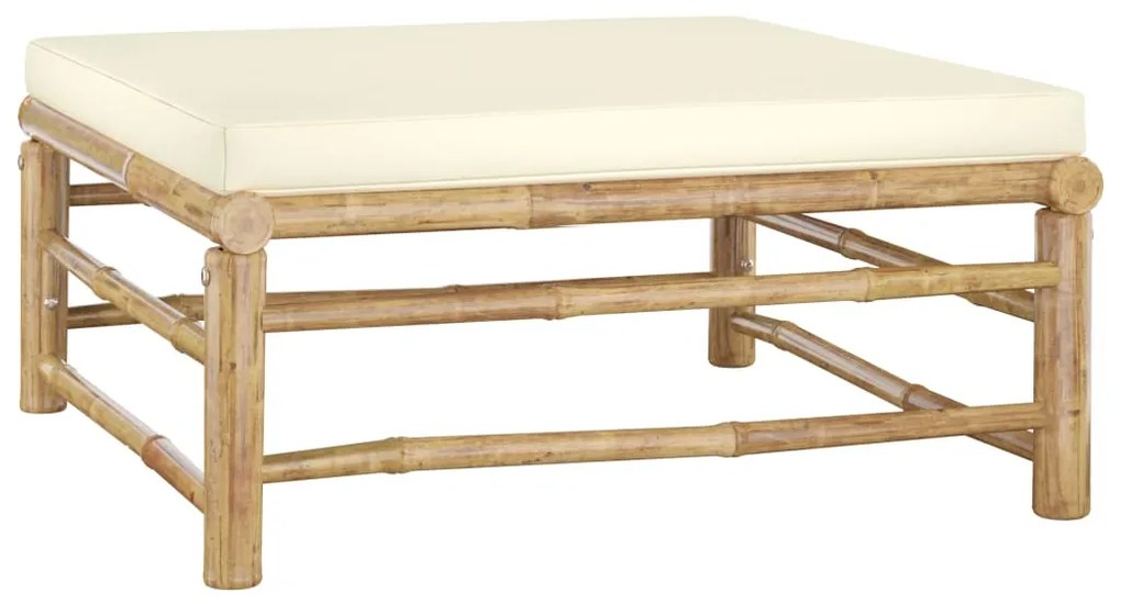 vidaXL Set mobilier de grădină cu perne alb crem, 6 piese, bambus