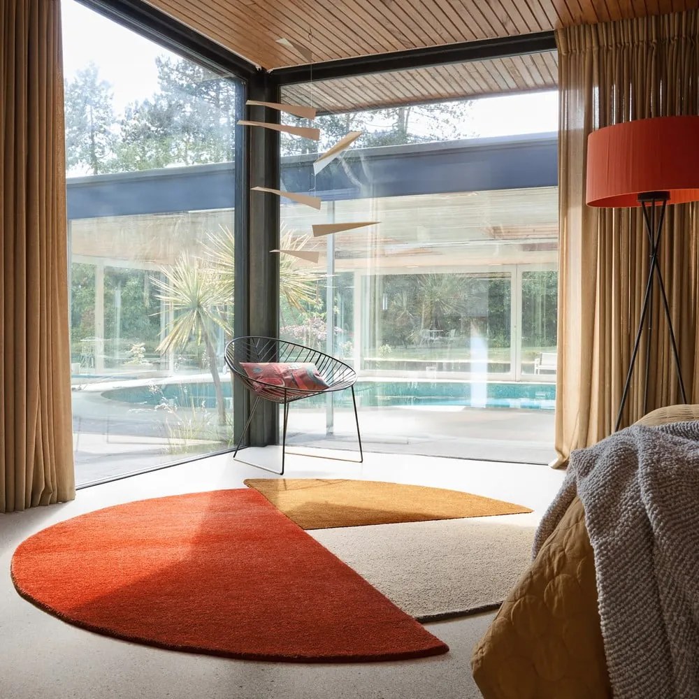 Covor cărămiziu țesut manual, rotund, din lână ø 200 cm Mia Segment – Flair Rugs