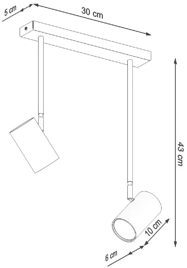 Spot negru 10x30 cm Jones – Sollux