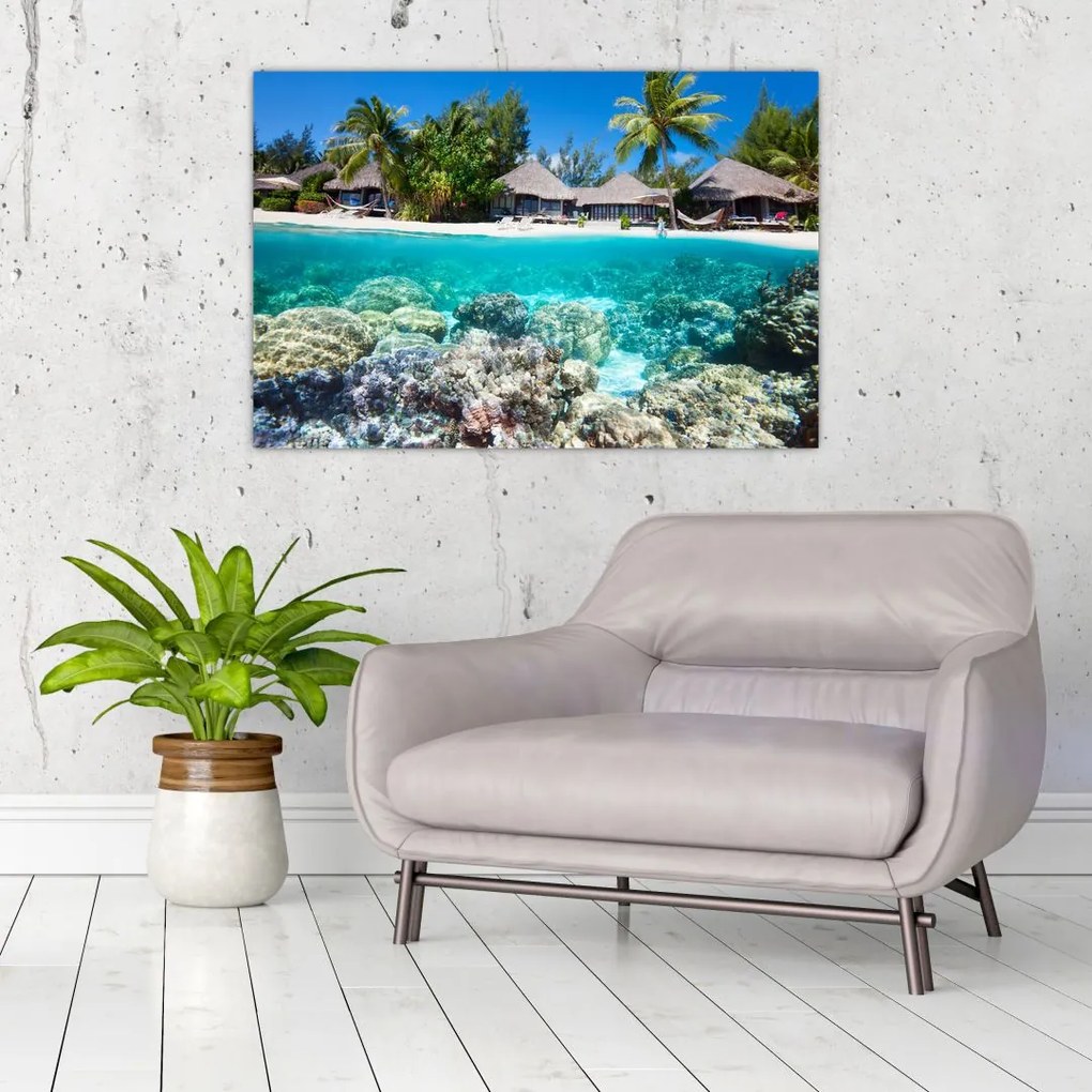 Tablou cu plaja pe insulă tropicală (90x60 cm)