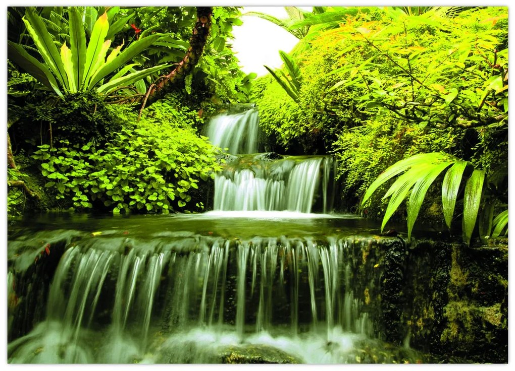 Tablou pe sticlă - Cascade indoneziene (70x50 cm)