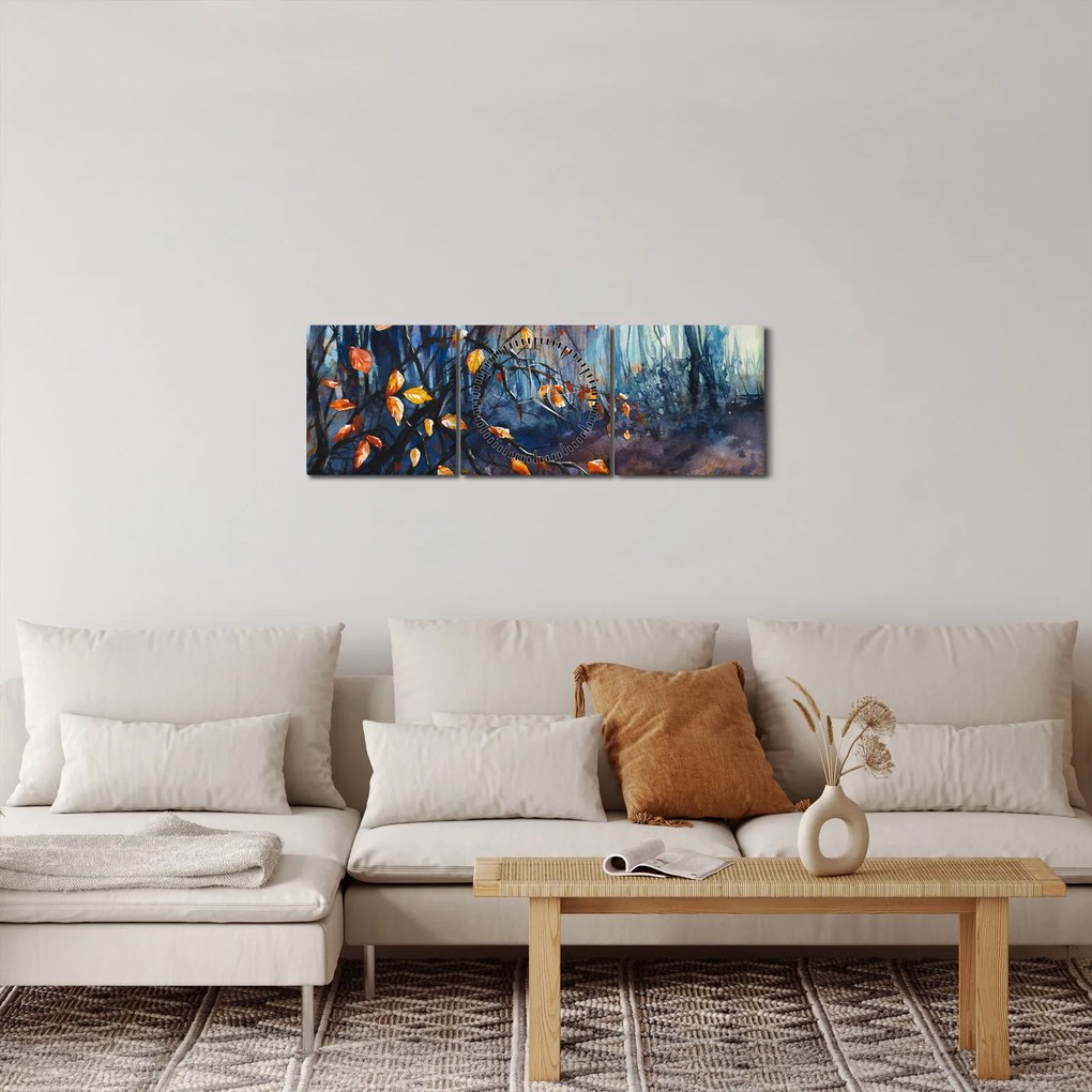Tablou - Razele solare de toamnă (cu ceas) (90x30 cm)
