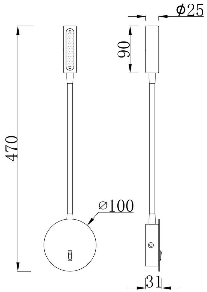 Aplica Tehnica Stem Maytoni Led, Alb, C035WL-L3W3K, Germania