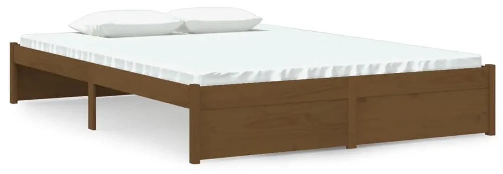 814952 vidaXL Cadru de pat, maro miere, 140x200 cm, lemn masiv