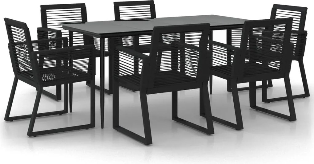 vidaXL Set mobilier de grădină, 7 piese, negru, ratan PVC