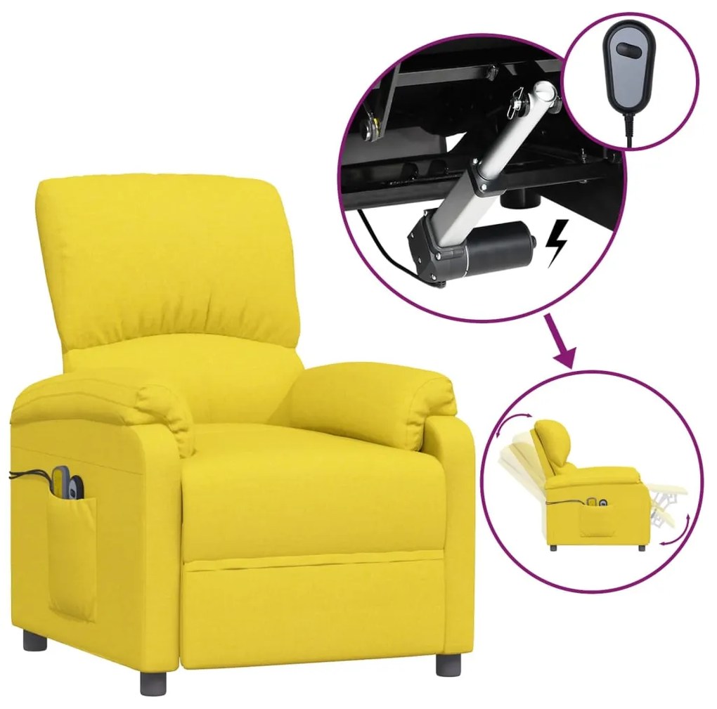 3129478 vidaXL Fotoliu de masaj electric, galben deschis, textil