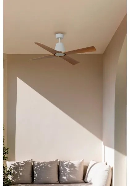 Ventilator de tavan FARO 34105 TYPHOON M maro/alb d. 130 cm IP44 + telecomandă