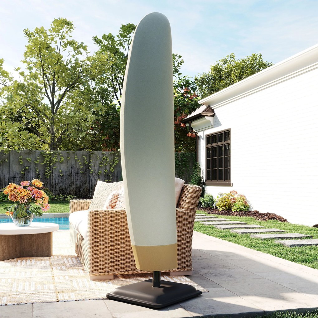 Outsunny Husă pentru Umbrelă de Grădină Impermeabilă cu Fermoar si Șnur din Țesătură, 220x56x56 cm, Bej și Cafeniu | Aosom Romania