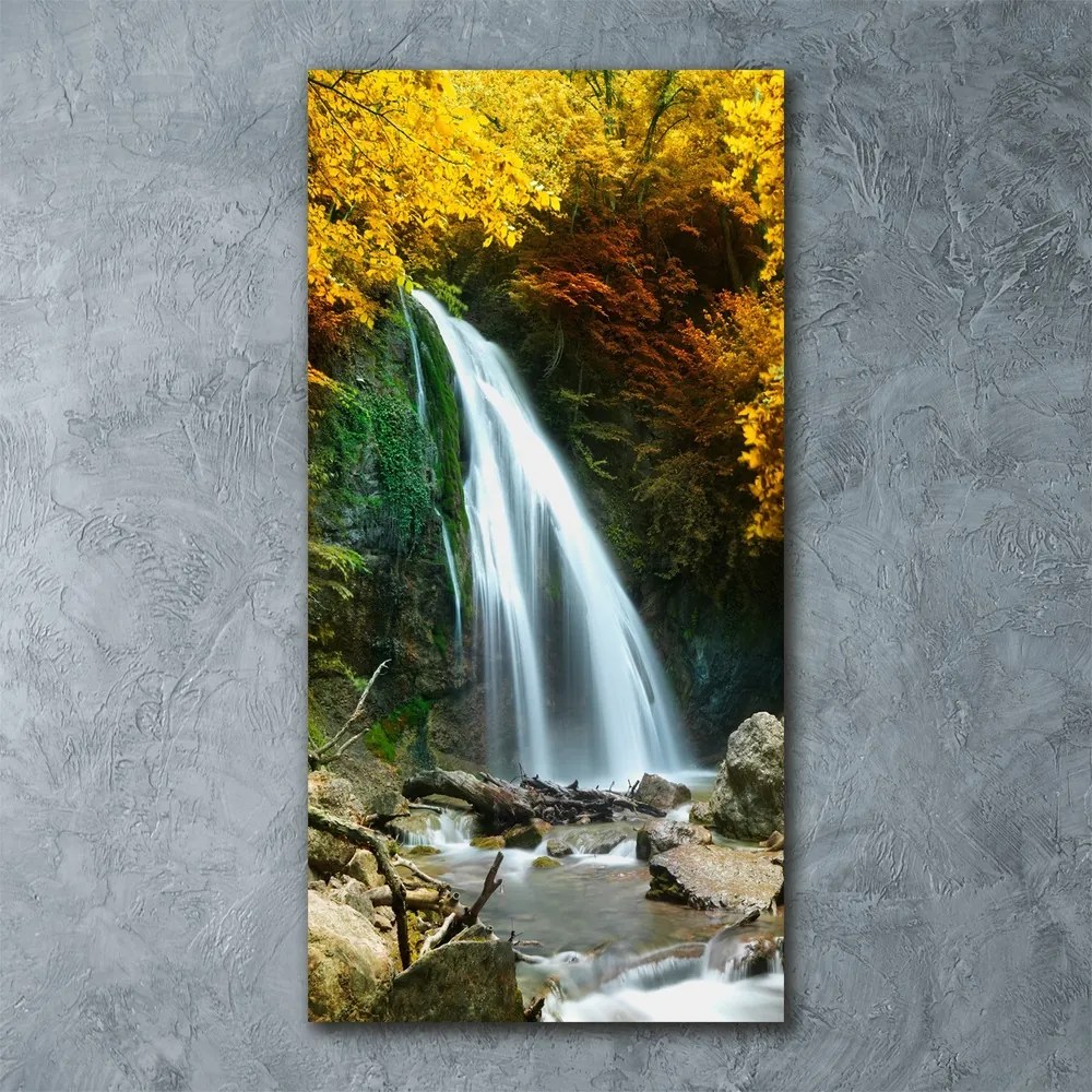 Tablou pe pe sticlă Cascada din pădure