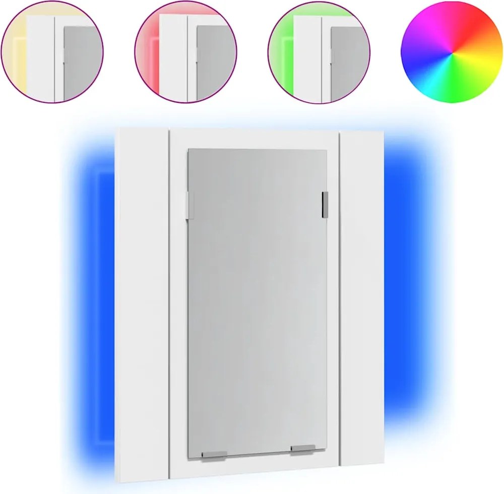 vidaXL Dulap de baie cu oglindă & LED, alb, 40x12x45 cm, acril