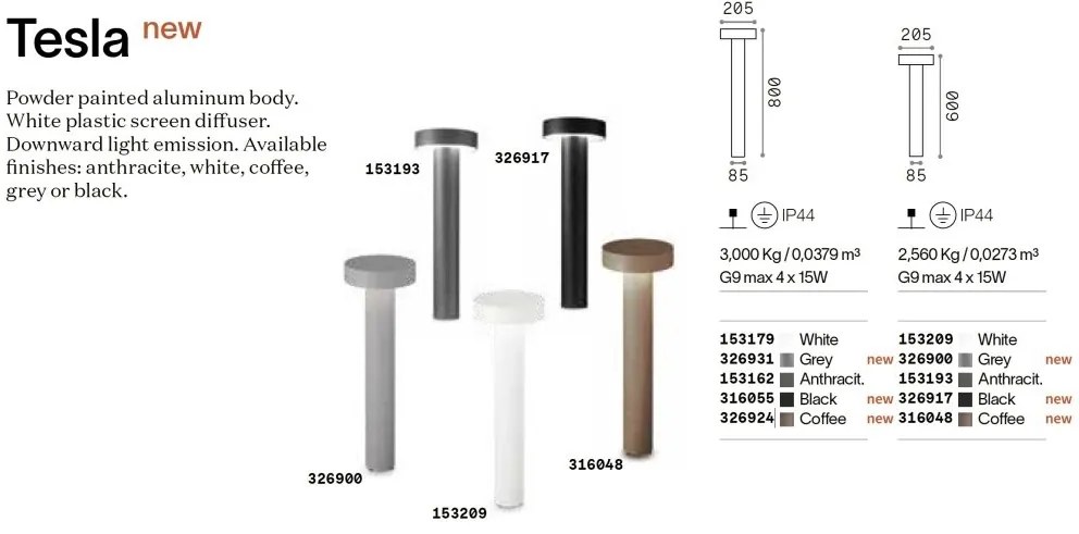 Stalp pentru iluminat exterior Tesla pt4 h60 cafeniu