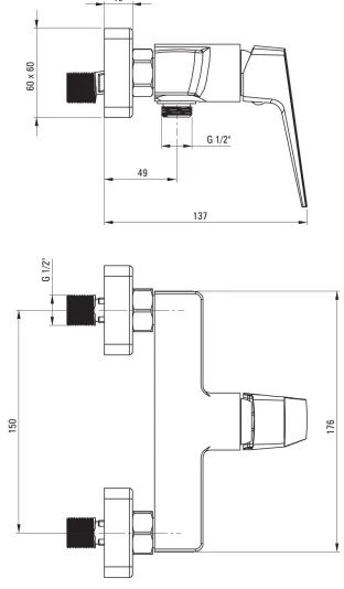 Deante BQL_040M - Baterie de duș BLUR, crom lucios