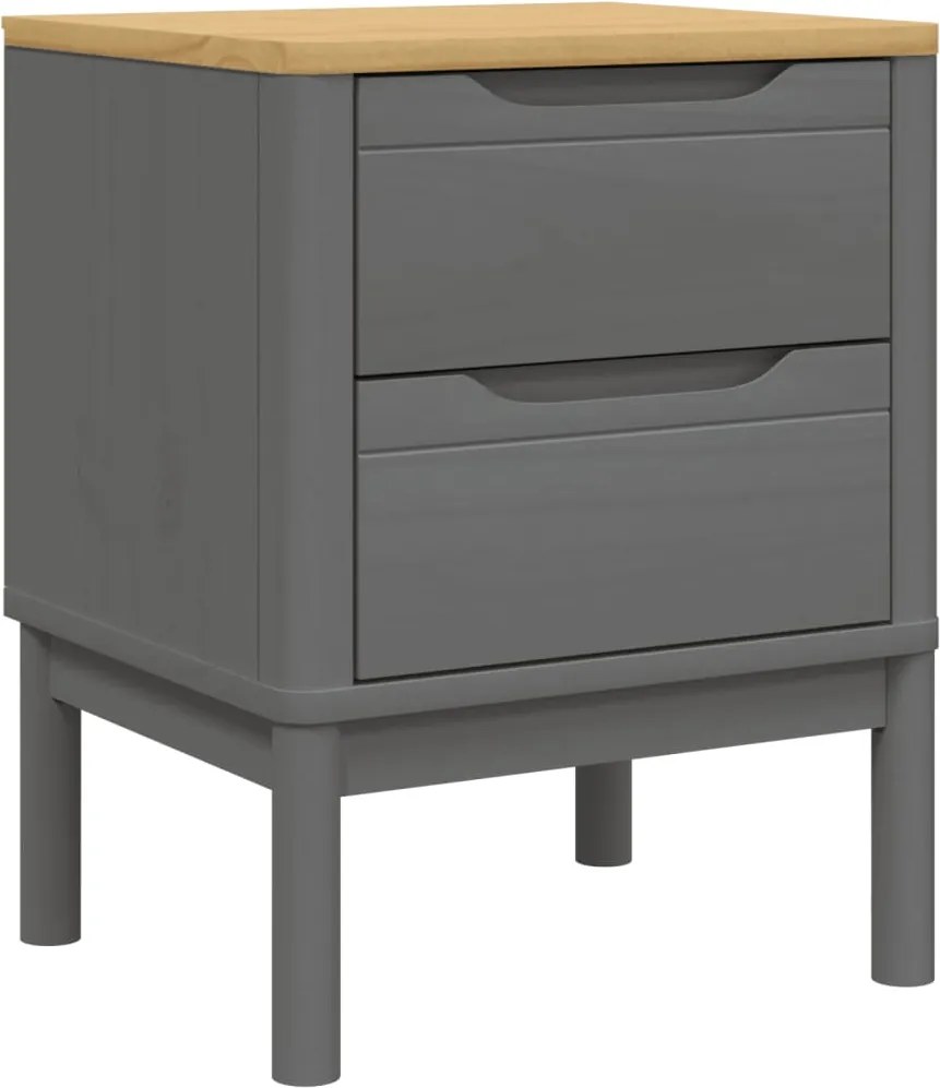 vidaXL Noptieră, gri, 45x39x57 cm, lemn masiv de pin