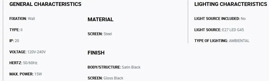 Aplica de perete metal TATAWIN negru