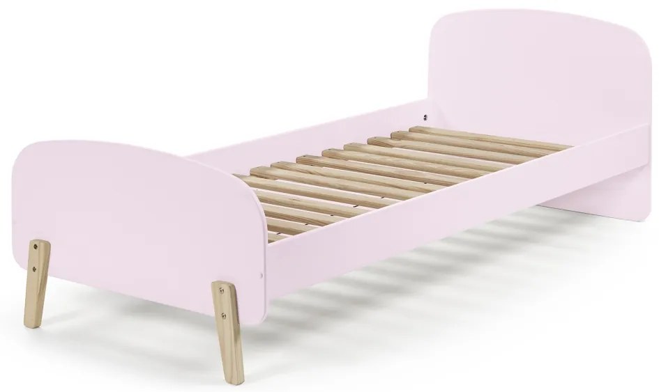 Set KIDDY în roz este format dintr-un Pat copii (90x200), noptieră, 2 rafturi de perete (45 și 65 cm) și o cutie de jucării.