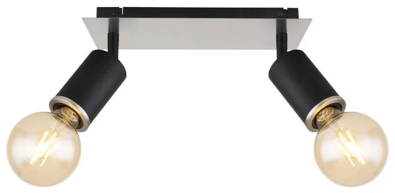 Aplica de perete / tavan cu 2 spoturi directionabile design modern Joseba negru, nichel mat