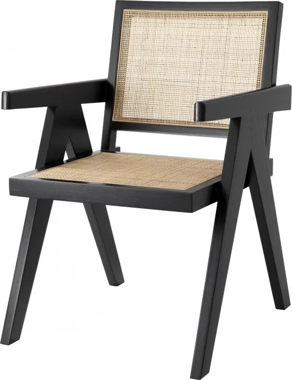 Scaun cu brate design vintage Aristide, negru 114619 HZ