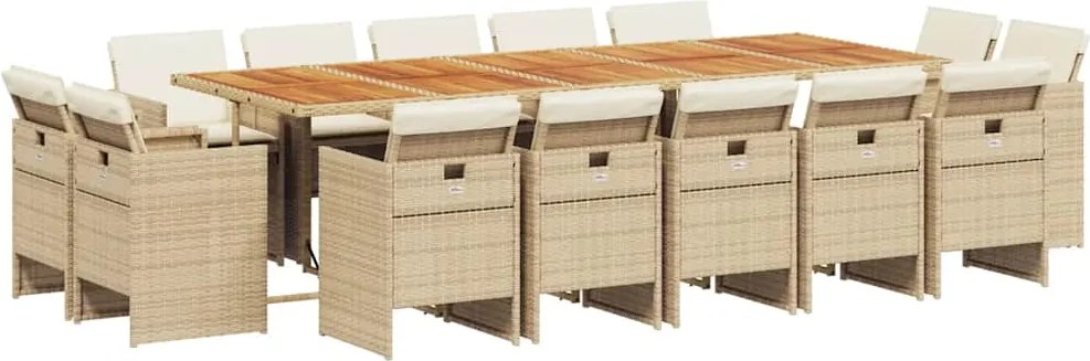 vidaXL Set mobilier de grădină cu perne, 15 piese, bej, poliratan