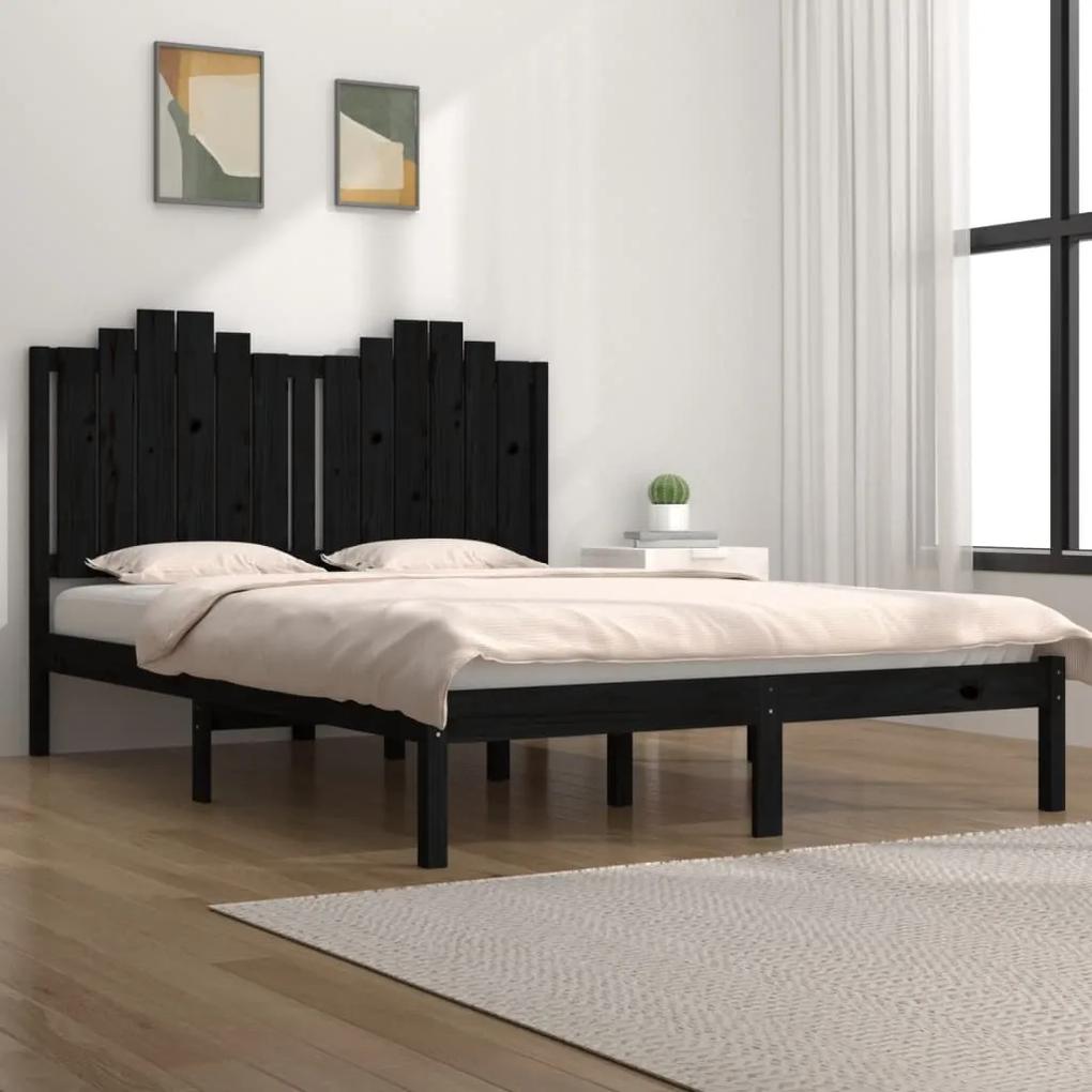 3103782 vidaXL Cadru de pat, negru, 140x190 cm, lemn masiv de pin