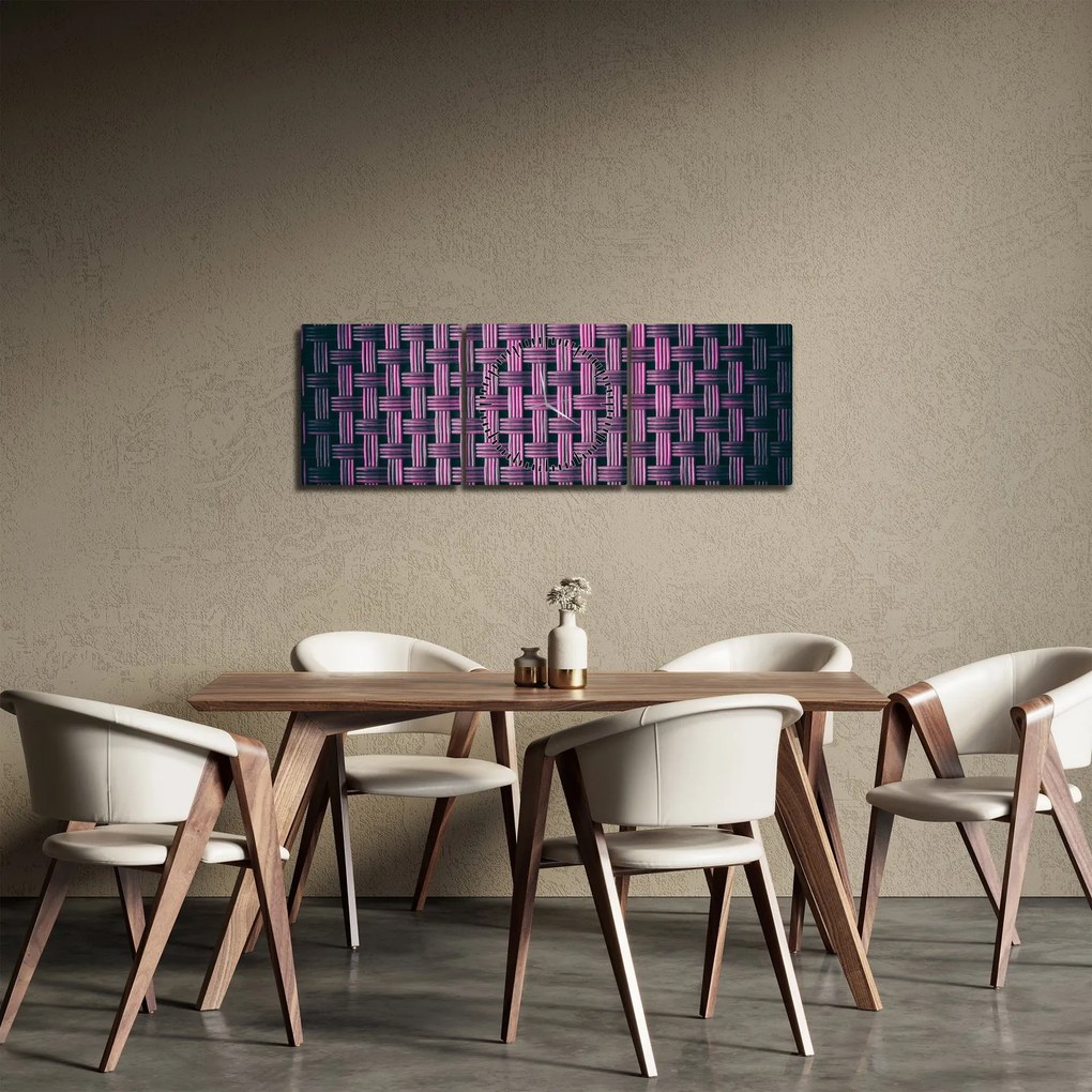 Tabloul textura în mov (cu ceas) (90x30 cm)
