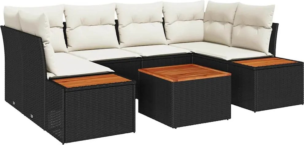 vidaXL Set de canapele pentru grădină cu pernă 6 pcs Negru Rattan poli