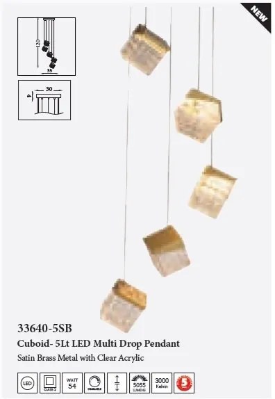 Lustra cu 5 pendule LED Cuboid