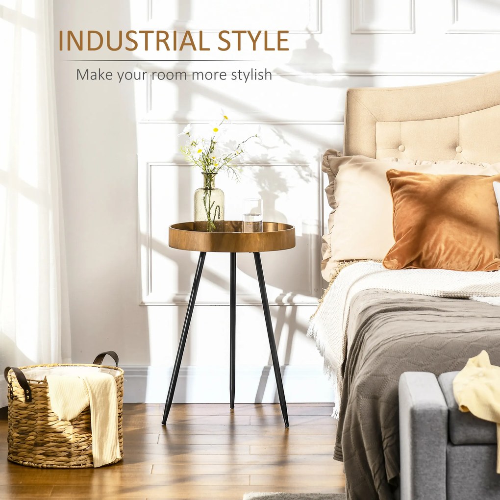 Masuta de cafea HOMCOM in stil industrial, din lemn si otel, Ø40,6x61,5cm, maro si negru | Aosom RO