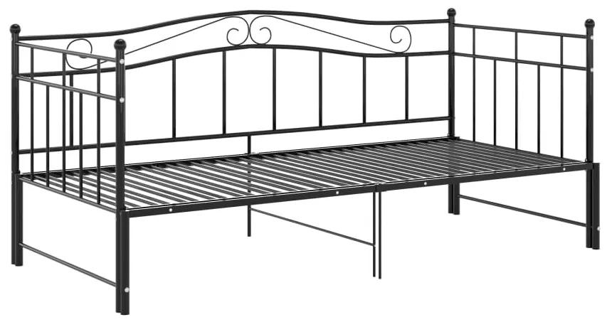 Cadru pat canapea extensibila, negru, 90x200 cm, metal Negru