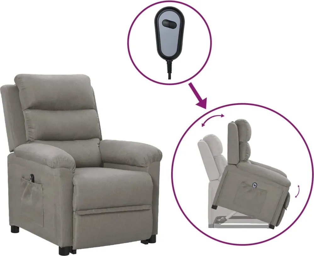 vidaXL Fotoliu cu ridicare, gri deschis, textil