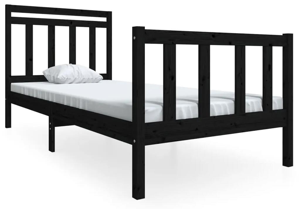 3100708 vidaXL Cadru de pat ,negru, 90x200 cm, lemn masiv