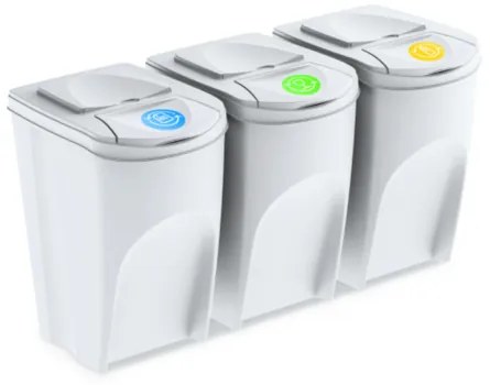 Coș deșeuri colectare selectivă Sortibox 35 l, 3 buc, alb ,
