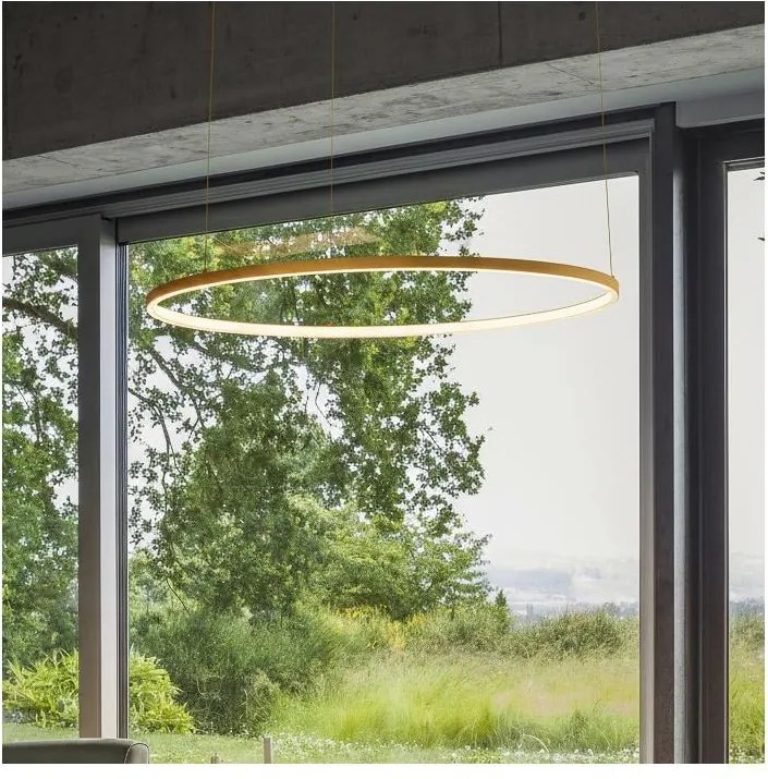 Ideal Lux - Lustră LED ORACLE SLIM suspendată pe cablu, LED 29W, 230V, CRI 90, Ø 50 cm, aurie