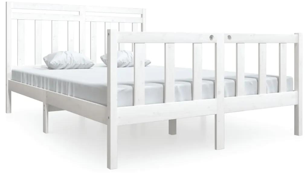 3100700 vidaXL Cadru de pat, alb, 140x190 cm, lemn masiv