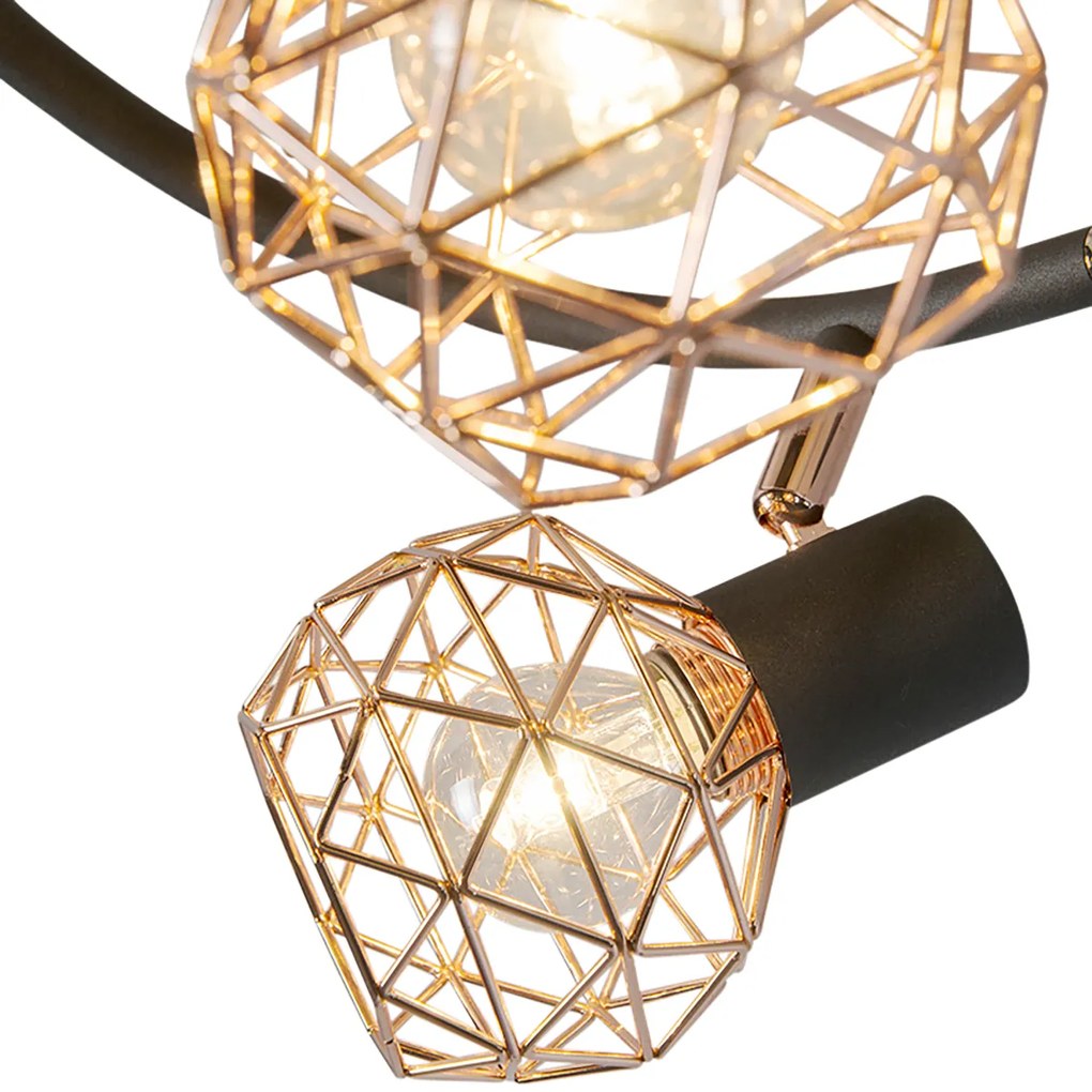 Spotlight modern negru cu cupru 3 lumini - Mesh