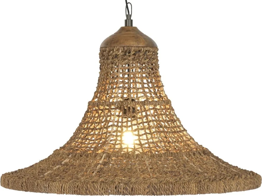 Lustră suspendată din fibre naturale împletite manual, natur, 55 x 75 cm, „Péronne”