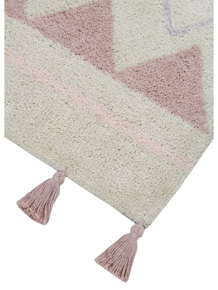 Covor pentru copii roz/crem lavabil/țesut manual din bumbac 140x200 cm Azteca Vintage Nude – Lorena Canals