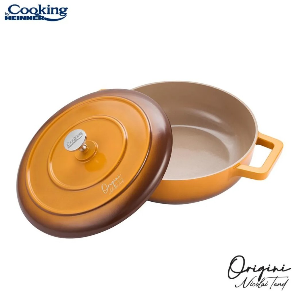 Cratiță din aluminiu turnat cu capac 26x8 cm, 3.4L – Cooking by Heinner, Colecția Origini HR-BJK-CR26, strat antiaderent, eficiență termică