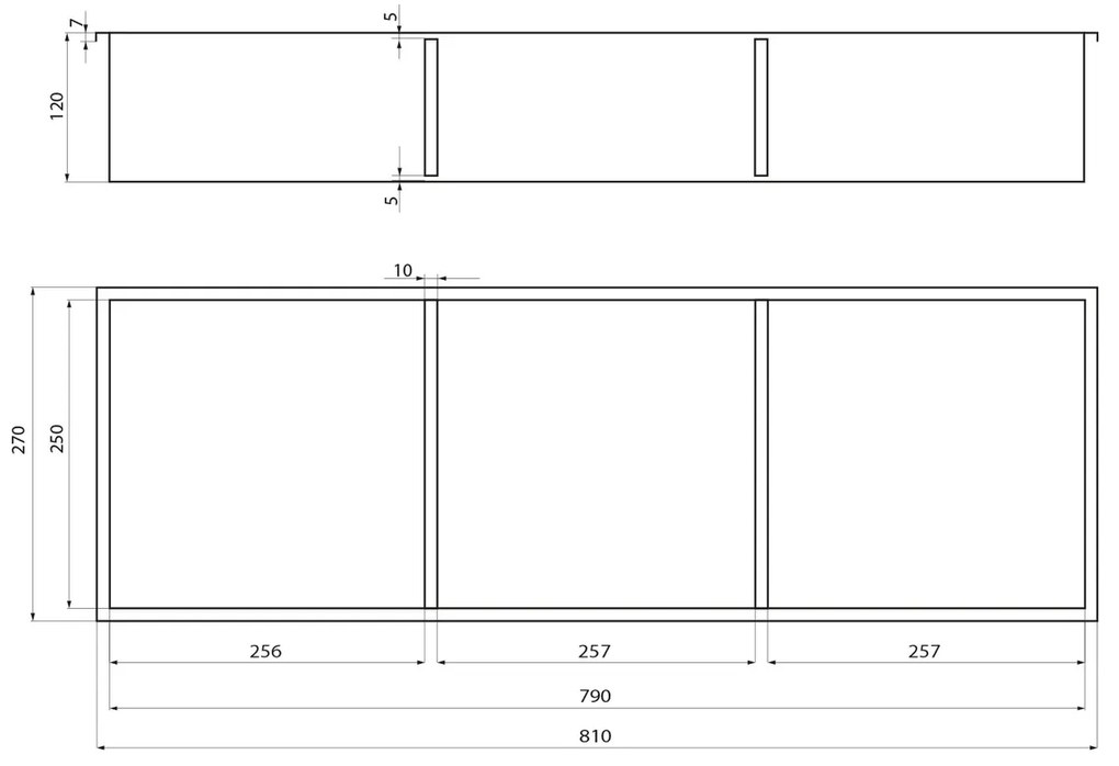 Raft încastrat POLYSAN 1301-27B Inserta, 27 x 81 cm, oțel inoxidabil, antracit