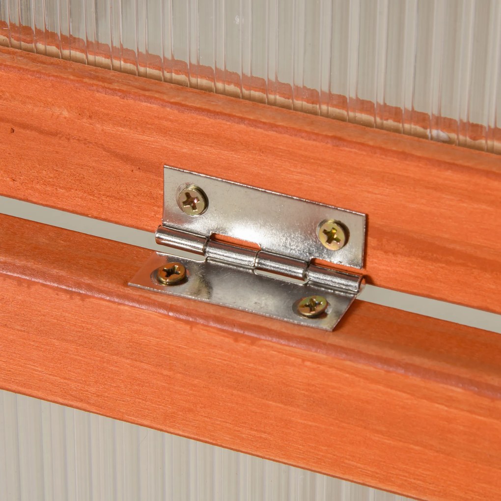 Outsunny Seră din Lemn și Policarbonat 90 x 46 x 40 cm Seră cu acoperiș impermeabilă pentru plante de grădină Pat de plantare Portocaliu | Aosom Romania