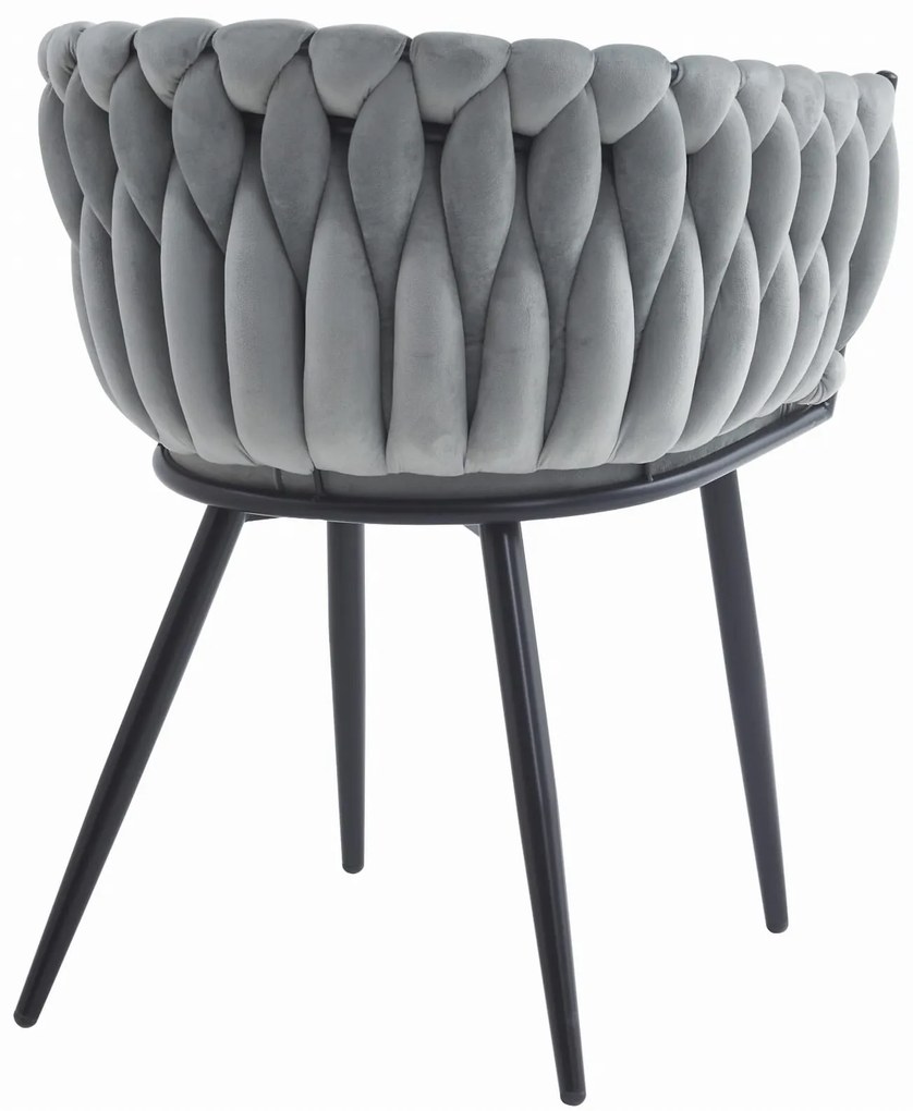 Fotoliu de sufragerie gri deschis ORION VELVET cu picioare negre