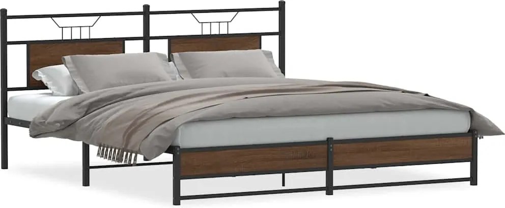 vidaXL Cadru pat fără saltea stejar maro, 160x200 cm, lemn prelucrat