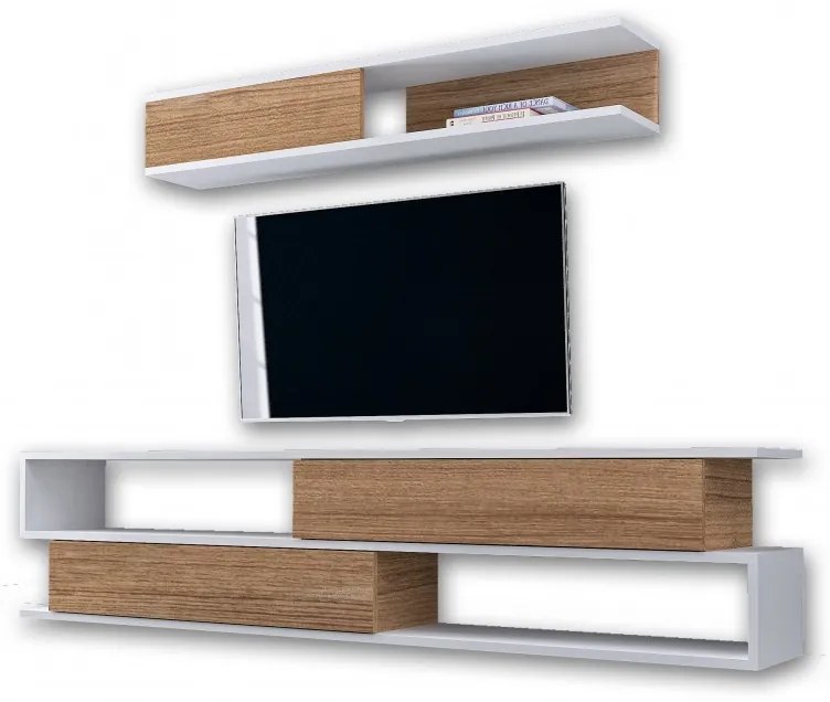 Ansamblu Comoda TV Sims Alb-Teak