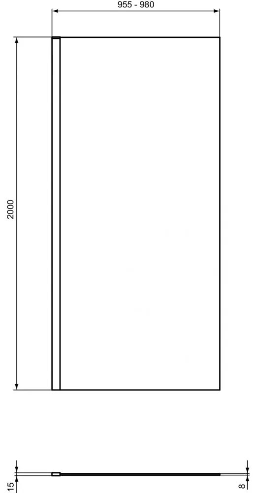 Paravan dus walk-in 100x200 cm Ideal Standard i.Life, sticla securizata, profil argintiu 1000x2000 mm