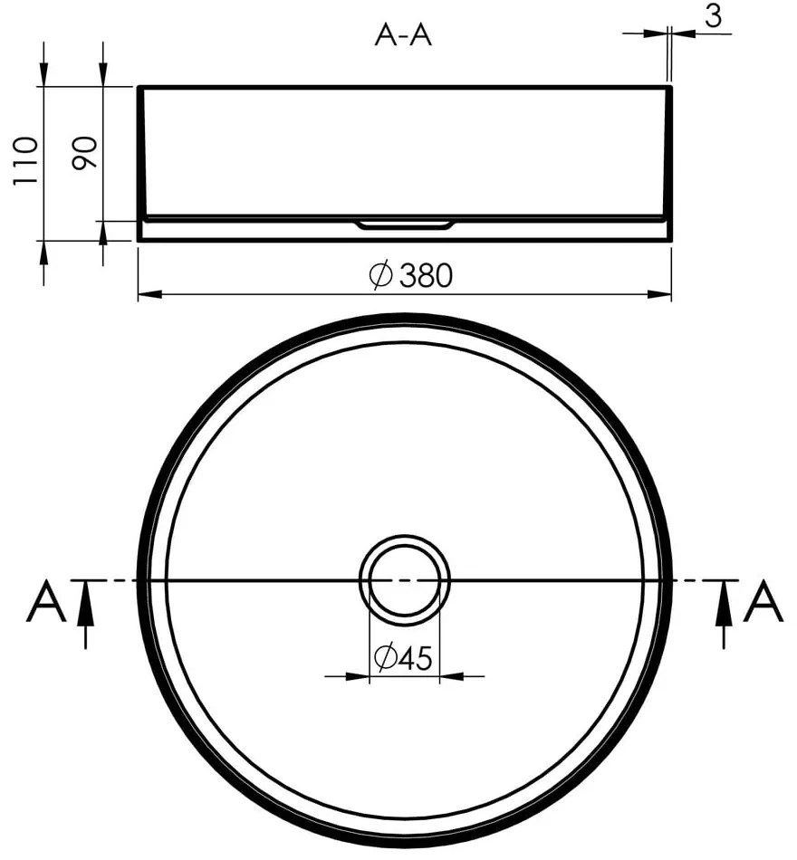 Chiuvetă arămie rotundă din oțel inoxidabil ø 38 cm Aurum – Sapho