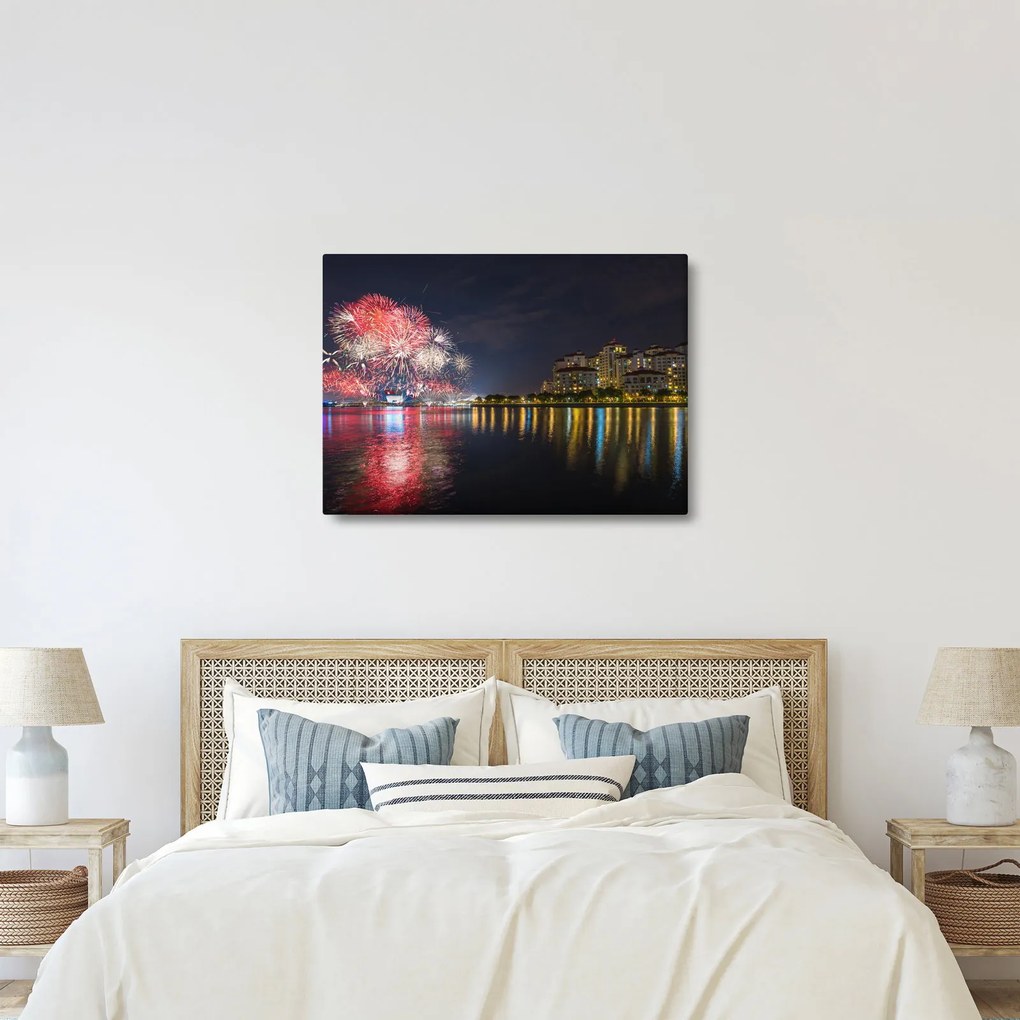 Tablou cu artificii in Singapur (70x50 cm)
