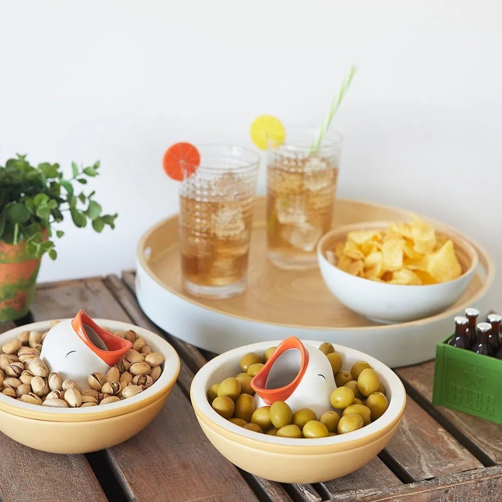 Bol mic galben/alb pentru servire din ceramică 250 ml Hungry Bird – Balvi